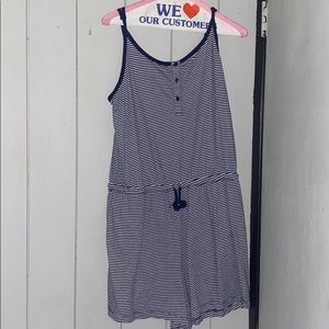 super cute navy blue and white stripped romper
